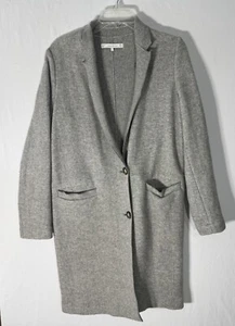 Zara/ Long Gray 2 Button Front/Classic Coat/ Size Medium/ Unlined Pockets - Picture 1 of 10