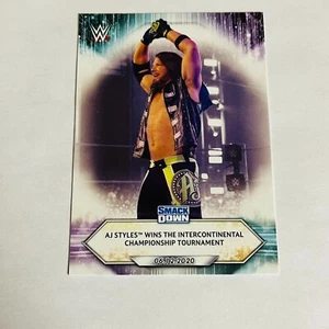 2021 Topps WWE Base Card #85 AJ Styles Wins the Intercontinental Championship - Picture 1 of 2