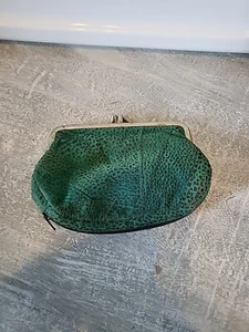 Vintage Purse Green Suede Animal Print Kiss Lock Top, Zipper Bottom  - Picture 1 of 12