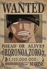 One Piece Wanted Poster - ZORO **BUY 2 GET 1 FREE! see Description!**