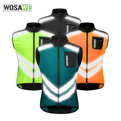 Men's Cycling Vest Reflective Sleeveless Jackets Waterproof Riding Vest Safety - Image 1 of 4