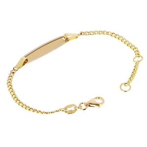Italian 14k Two Tone Gold Engravable Baby Kids ID Bracelet 5.5" 5mm 1.7 grams - Picture 1 of 4