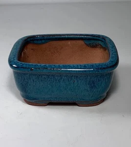 Vintage japanische kleine türkis Keramik Bonsai Topf 4 Zoll - Bild 1 von 10