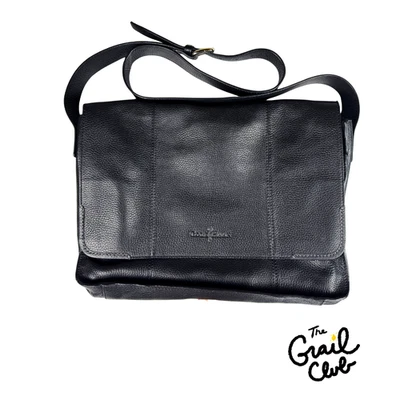 Cole Haan Black Pebbled Leather Messenger Bag w/ Strap - NEW - Free Shipping - Image 1 of 4