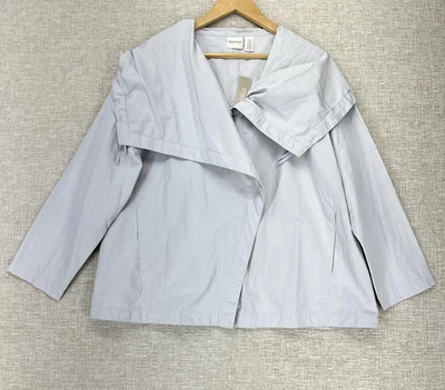 Chicos Zenergy Jacket Womens 2 (L/12) Petite Gray Windbreaker Draped Zip Hooded - Image 1 of 4