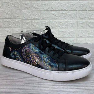 Robert Graham Front Runner Leder Turnschuhe Herren 11 schwarz Paisley Schnürschuhe gepolstert - Bild 1 von 8