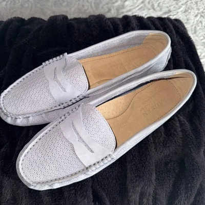 Mocasines de conducción Ralph Lauren Camila azul pizarra/gris de cuero nobuck en relieve talla 9 Foto 1 de 4