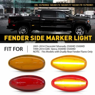 Lámpara de luz de señalización lateral LED de 4 piezas para 1999 2000 2001-2014 GMC Sierra 2500HD 3500HD Foto 1 de 4