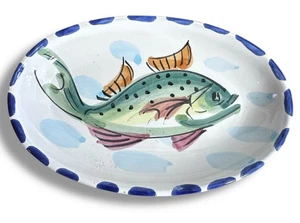 Vietri Italy Fish Oval Hand Painted Plate Platter Wall Hanging - Picture 1 of 4