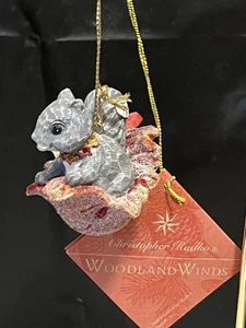 Vintage Christopher Radko Woodland Winds geschnitztes Eichhörnchen Ornament neu - Bild 1 von 4
