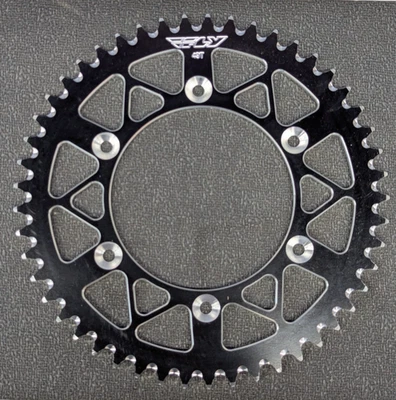 Piñón trasero de aluminio FLY negro para bicicletas grandes KTM y Husqvarna 125cc en adelante Foto 1 de 3