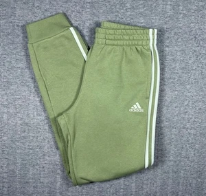 Adidas Joggers Girls Size Large 14/16 Green Fleece Tapered 3 Stripes Sweatpants - Picture 1 of 5