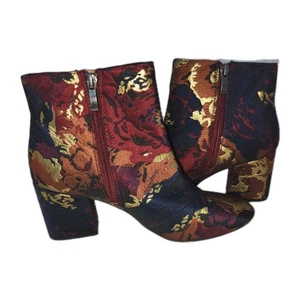 Franco Sarto Olympia A-RANSOM Brocade Floral Ankle Boots Women’s 7.5M Metallic  - Picture 1 of 8
