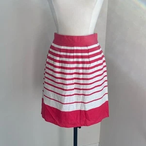 BANANA REPUBLIC Skirt Womens Sz 2 Pink Striped Linen Classic Preppy Heritage - Picture 1 of 8
