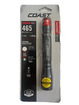 Фонарик Coast G32 465 люмен с чистым лучом, поворотным фокусом и точечным лучом бычьего глаза - Изображение 1 из 4