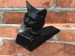 Rustic Metal Cat Head Doorstop Wedge - Picture 1 of 2
