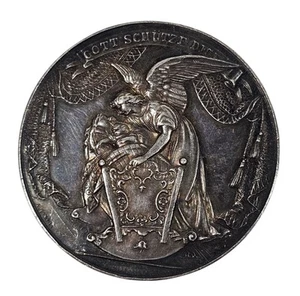 Antik Österreich Jesus Engel mit Kind Taufe Kommunion 900 Silber Medaille Zimpel - Bild 1 von 7