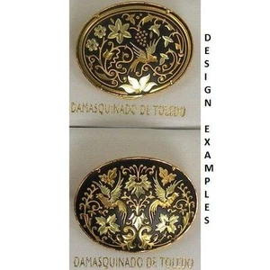 Damaszener Gold Friedenstaube Design ovale Brosche von Midas von Toledo Spanien - Bild 1 von 3