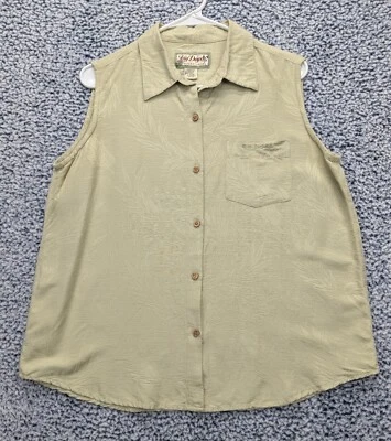 Курортная одежда для больших собак 100% шелк топ на пуговицах размер LG без рукавов тропический зеленый - Изображение 1 из 4