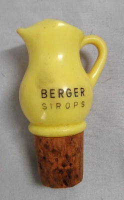 ANCIEN BOUCHON BEC DOSEUR SIROPS BERGER FORME CARAFE 1970 EN PLASTIQUE ET LIEGE - Photo 1/3