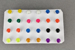 12 pair small enamel stud earrings round post multi assorted colors 6mm wide - Picture 1 of 7