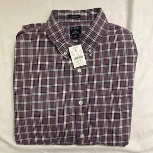 J. Crew Shirt Mens XL Purple Plaid Slim Untucked Flex Washed Casual Office NWT - Picture 1 of 11