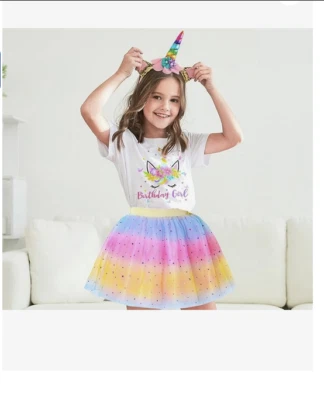 Doctor Unicorn Girls Birthday Costume Outfit Set Pink Yellow Blue Tutu Girls 4/5 - Image 1 of 3