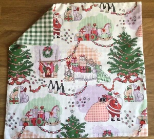 16” Cushion Cover Made W/ Cath Kidston Dolls House & Gingham Christmas Santa New - Picture 1 of 6