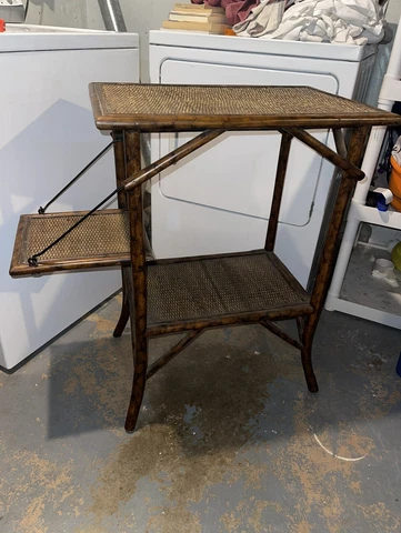 Vintage Bamboo And Rattan Wicker Drop Leaf Table Cover