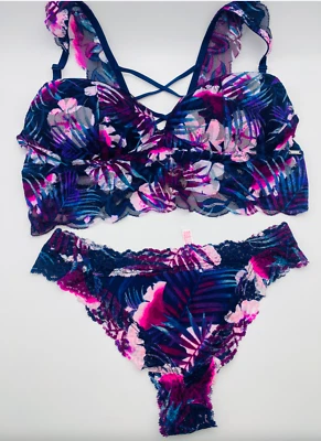 Victoria’s Secret PINK - M- NEW Floral Set Lace Push Up Bralette & Thang RARE - Image 1 of 4