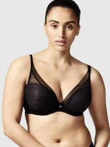 NEW Chantelle C36820 Festivité Lace Plunge Bra- Black - Picture 1 of 1