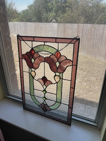 Vintage Beautiful Stained Glass Window/Wall Hanging 11”x16” Cover