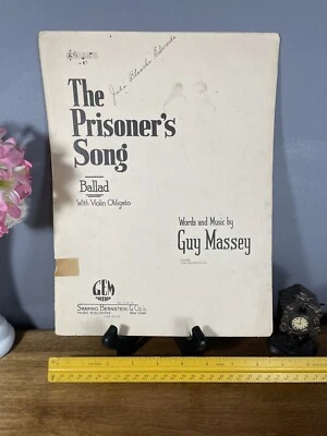 1924 “THE PRISONER’S SONG” BY GUY MASSEY W/VIOLIN OBL. SOLO ORIGINAL SHEET MUSIC - Image 1 of 4