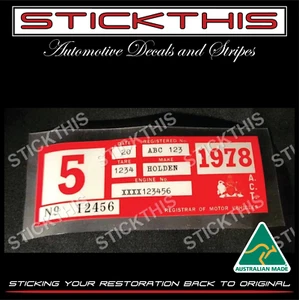 Reproduced Historic ACT Rego Registration Label Decal Sticker 1975 - 1979 - Picture 1 of 2