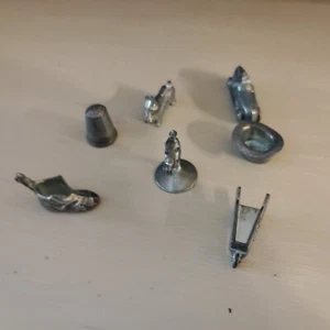 VTG Set of 7 Original Monopoly Metal Game Pieces 1938-1950 Replacement Pieces - Picture 1 of 2