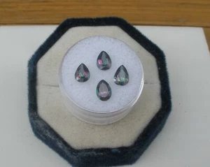4 Rainbow Mystic Topaz Pear Loose Faceted Natural Gems 7x5mm  - Picture 1 of 3