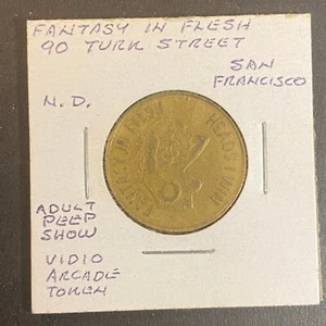 Fantasy in Flesh San Francisco Peep Show Token Brass c1983 25mm Heads / Tails - Picture 1 of 4