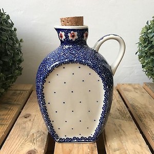 BOLESLAWIEC BUNZLAUER KERAMIK ÖL / ESSIG FLASCHE 0,5 L AUS POLEN NEU HANDBEMALT