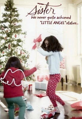 Funny CHRISTMAS Card FOR SISTER, Little Angel Lifetime Friends by Hallmark +✉ - Image 1 of 4