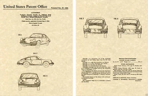 PORSCHE 911 912 PATENTE DE EE. UU. Impresión artística LEER A MARCO Coche deportivo vintage - Imagen 1 de 1