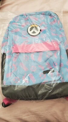 Mochila para adultos JINX Overwatch D.Va Splash, azul/rosa, 18" Foto 1 de 2