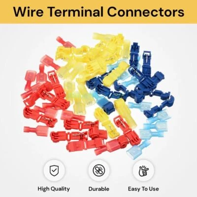 60pcs MIX T-Taps Wire Terminal Connectors Insulated 22-10 AWG Quick Splice Kits - Image 1 of 4