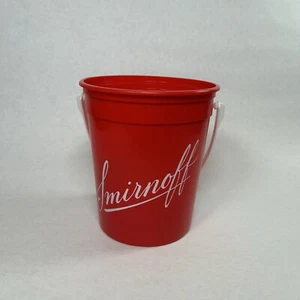 Smirnoff Vodka Plastic Red Bucket Punch Ice Bar Man Cave Summer Party Handle - Picture 1 of 7