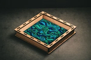 Sea Swirl Dice Tray, Walnut Square Wooden Dice Tray, D&D Tabletop Rolling Tray - Picture 1 of 2