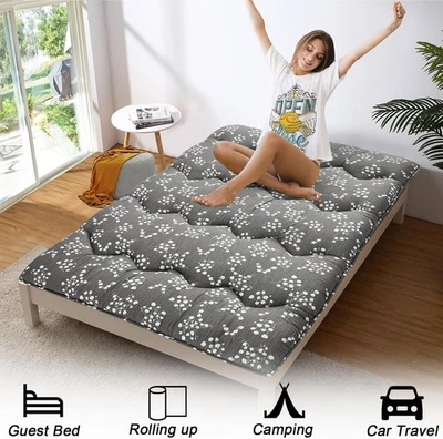 Twin/Full Size Japanese Floor Mattress Potable Tatami Floor Sleeping Pad Gray - Image 1 of 4