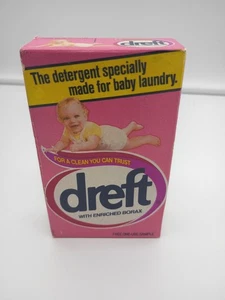 Detergente de lavandería vintage Dreft tamaño muestra jabón 1984 publicidad sellada  - Imagen 1 de 6