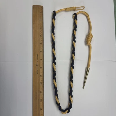 Cuerda de hombro amarilla/dorada y azul medianoche - Guardia de honor - Punta dorada de 14” hecha a mano Foto 1 de 4