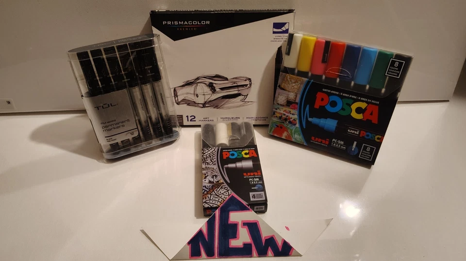 Lote Arte 🎨 Juego de 12 Marcadores PRISMACOLOR, 12 POSCA y 12 TUL Permanentes 36 Total Foto 1 de 4