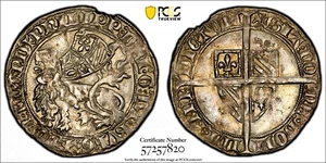 Belgium Flanders Philip II (1384-1404) Silver Double Gros PCGS AU DET. Rob.-8301 - Picture 1 of 6