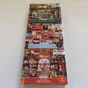Lot of 3 CEACO 1000 Piece Puzzles Larger Pieces Tou Land BBQ Cat Cafe - Picture 1 of 8